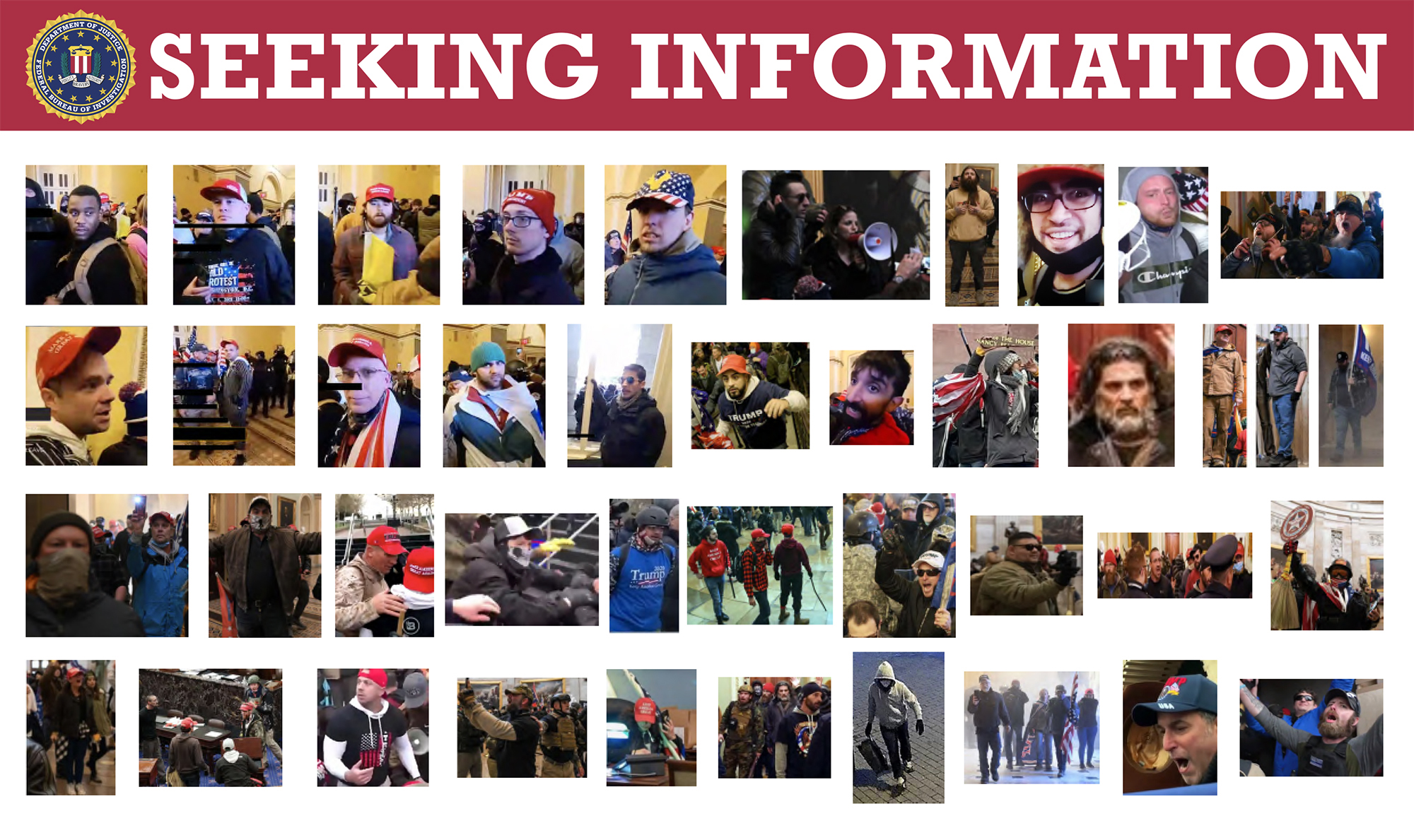 https://www.fbi.gov/wanted/capitol-violence Insurrectionists wanted by the FBI