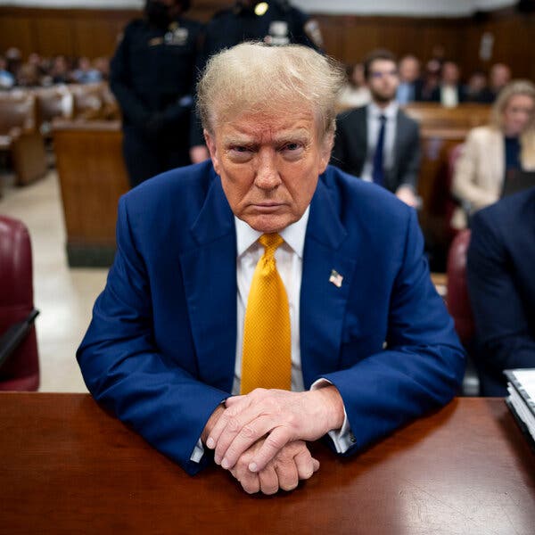 Trump scowling in court
